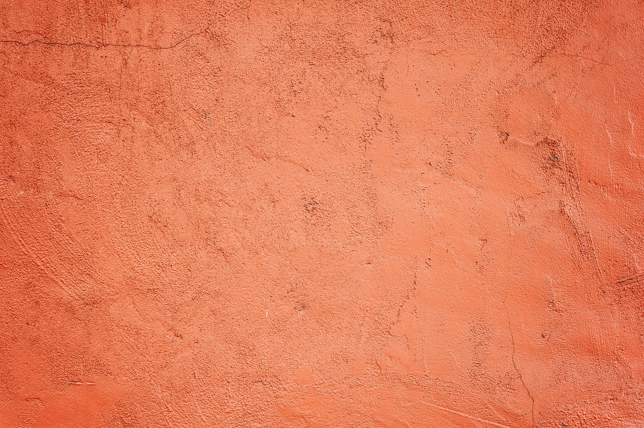 Woonkamer met terracotta muur en planten.